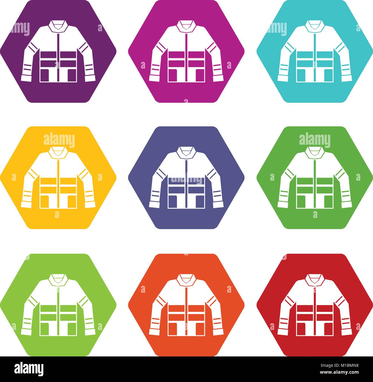 Firefighter jacket icon set color hexahedron Stock Vector Image & Art ...