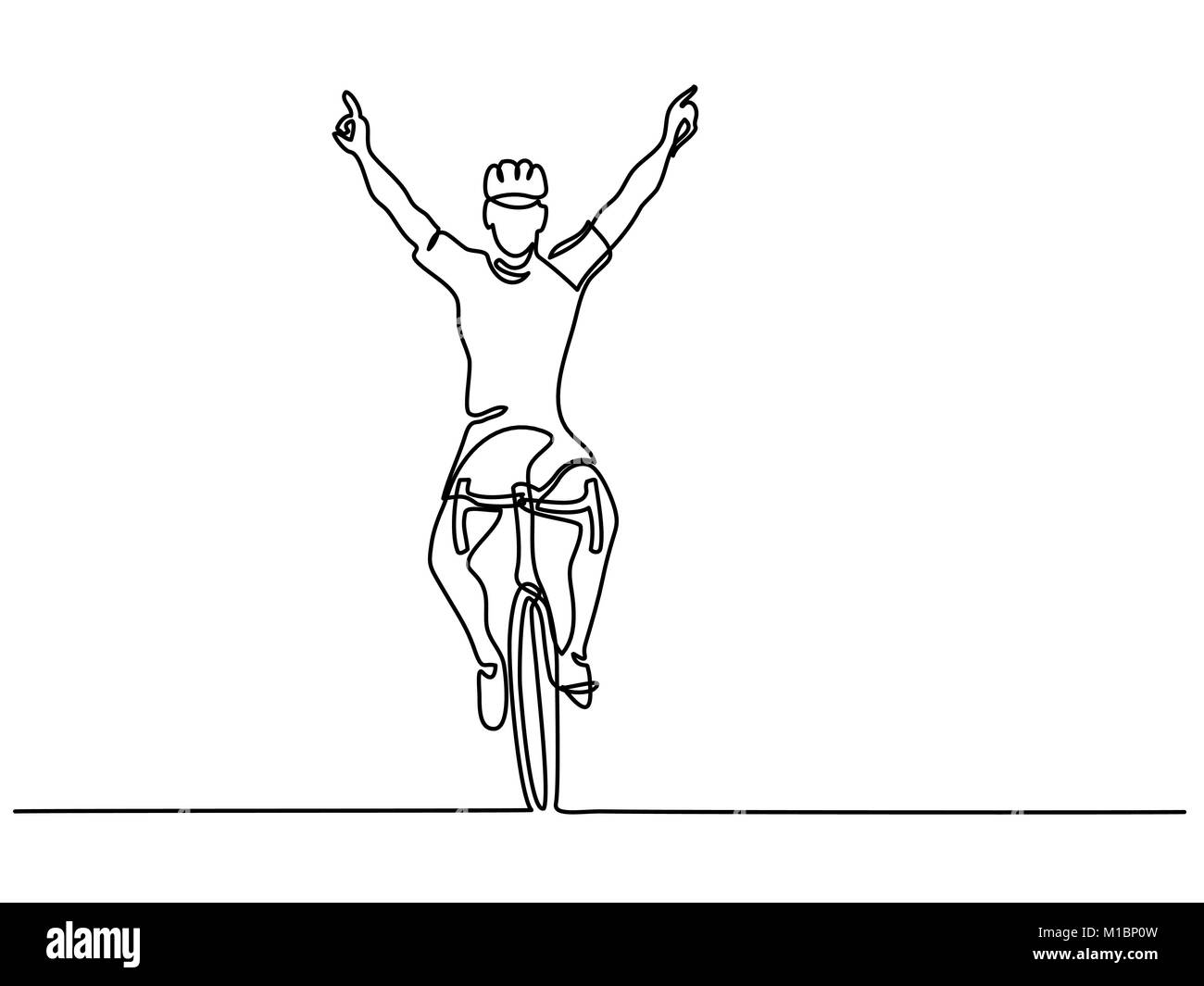 Man cyclist winner in competition on bicycle Stock Vector