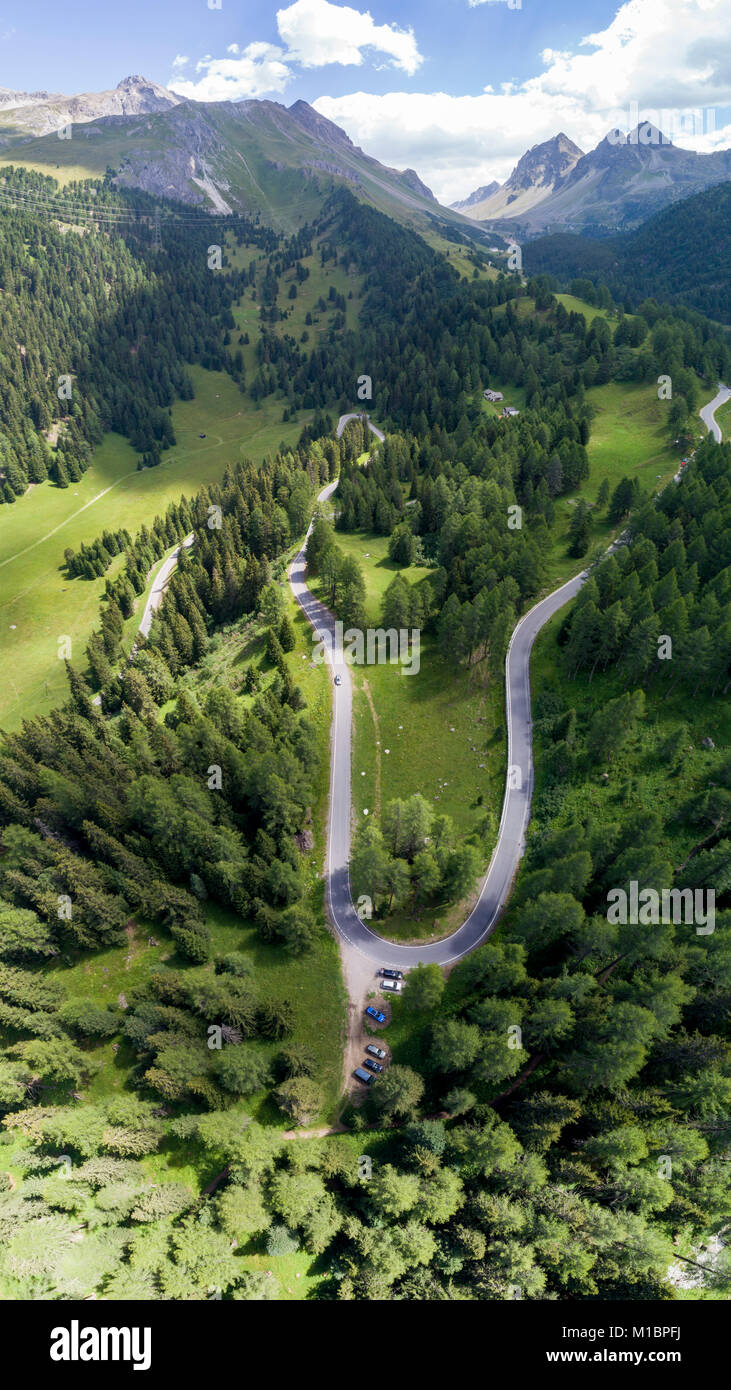 Albulapass, Aerial photo, Graubünden, Switzerland Stock Photo