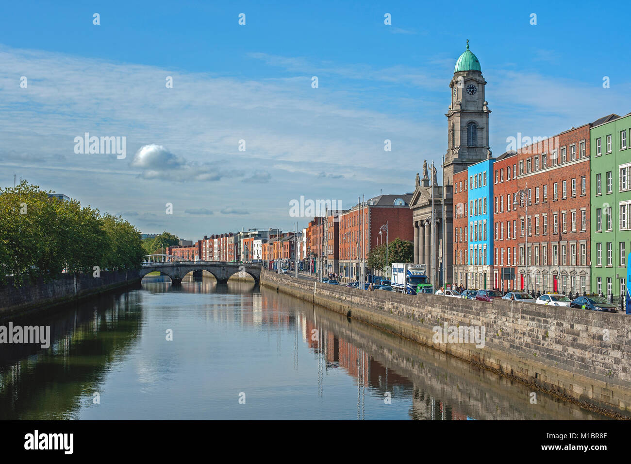 Along the Liffey River Canal, Dublin Stock Photo