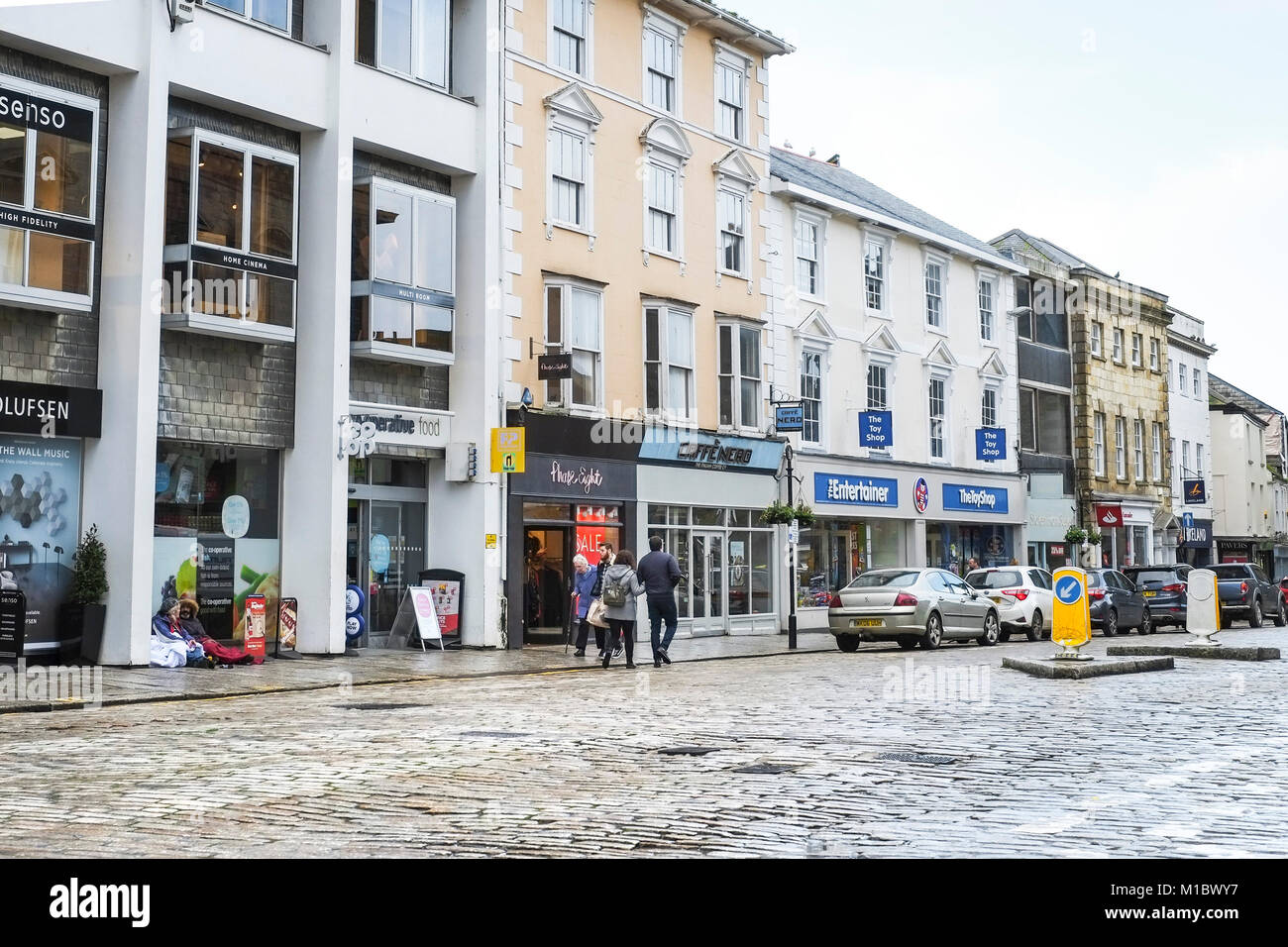 Boscawen Street in Truro City Centre Cornwall. Stock Photo