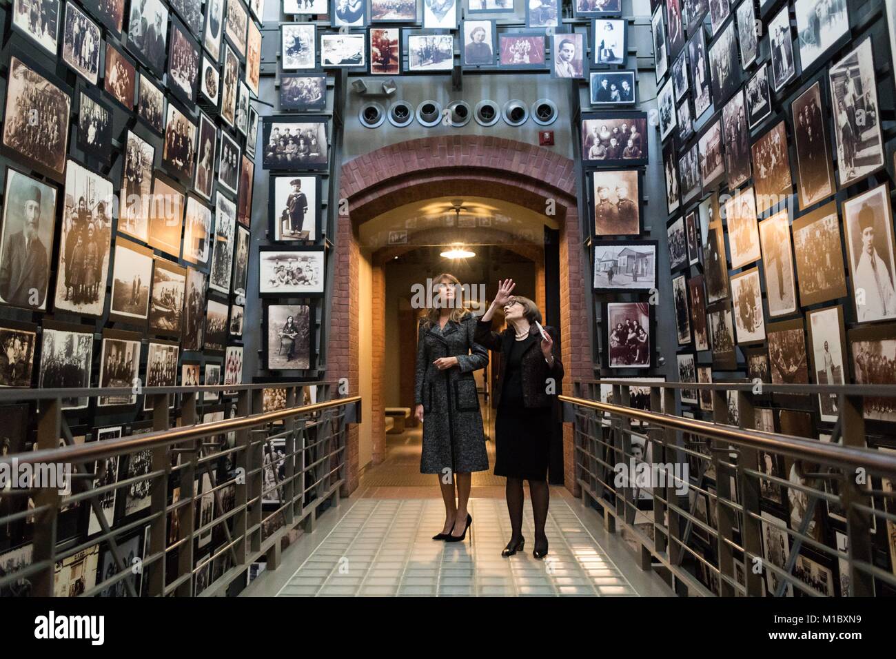 U.S First Lady Melania Trump, left, during a visit to the United States Holocaust Memorial Museum ahead of International Holocaust Remembrance Day January 25, 2018 in Washington, DC. Stock Photo