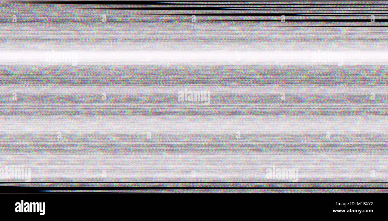 Distortion Television Glitch Background. Screen Noise Texture. No Signal Display. Bad Tv Lines. Stock Photo