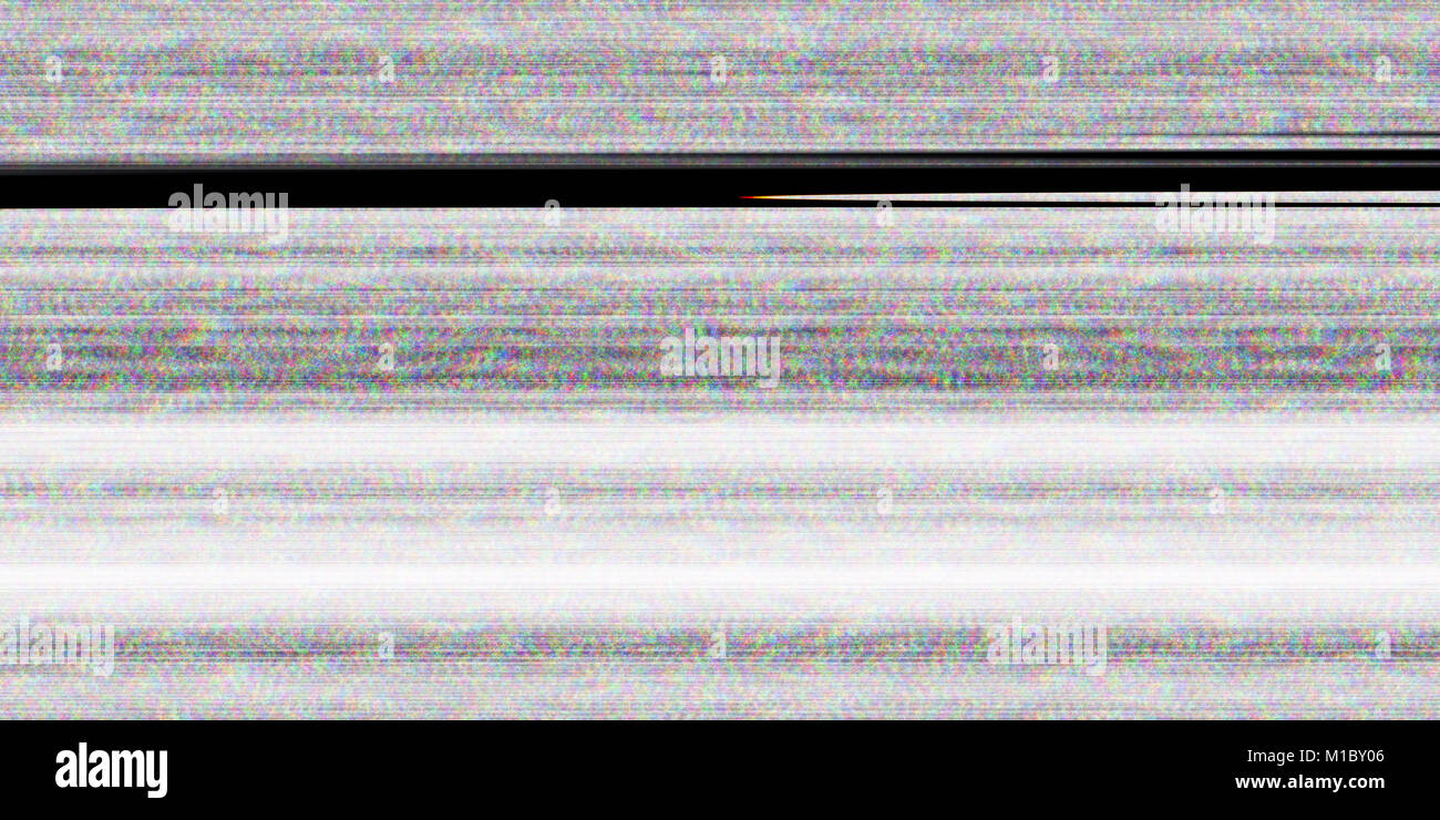 Glitch Screen Noise Texture. No Signal Display. Bad Tv Lines. Stock Photo