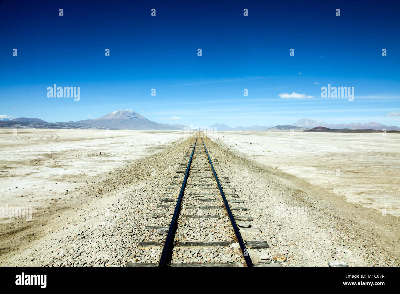 Sur L’pez or Sud L’pez Province, Altiplano of Bolivia, 2011: tracks in the middle of the desert Stock Photo