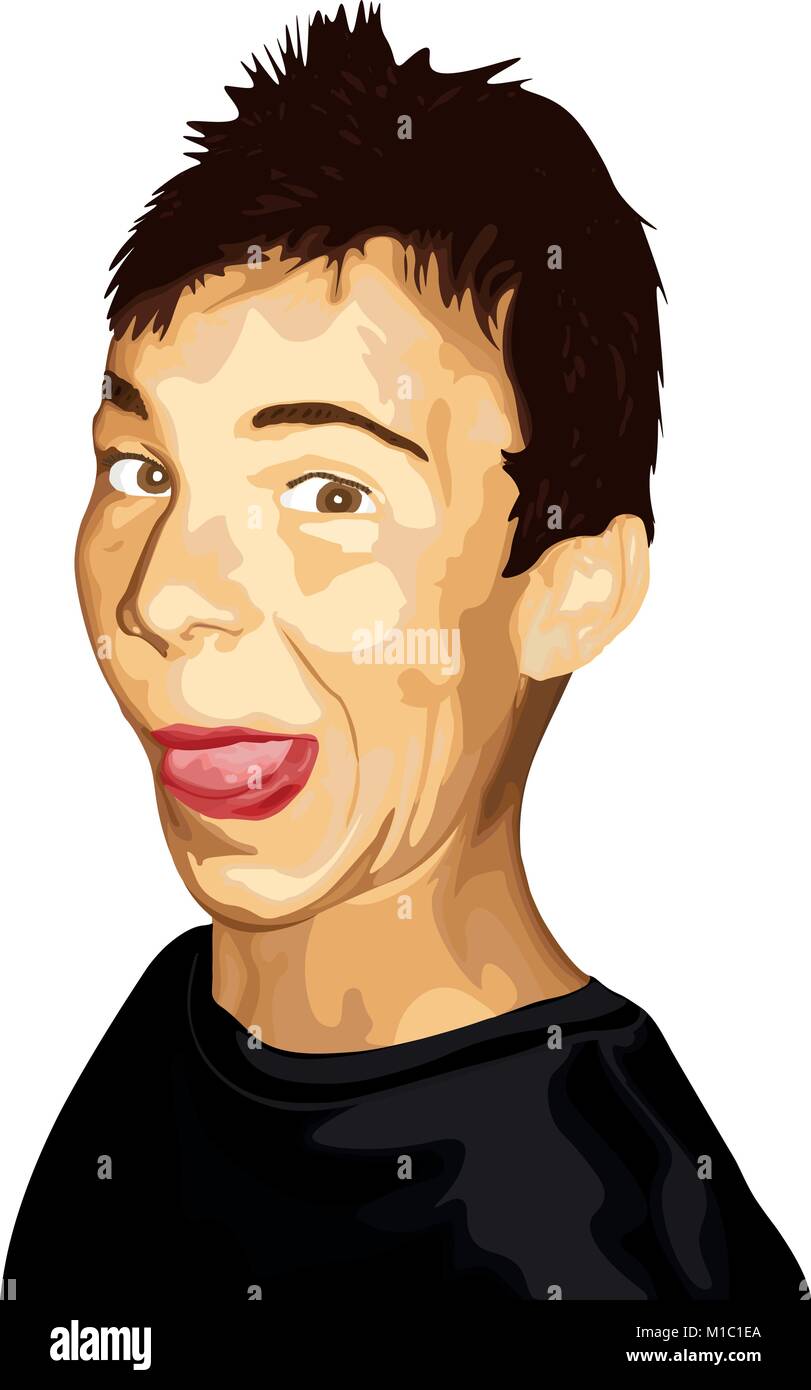 Vector Illustration Portrait Of Young Handsome Man With Messy