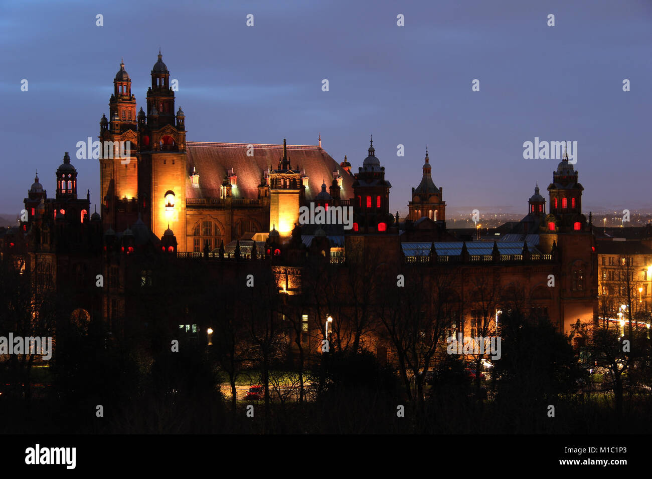 Kelvingrove Art Gallery and Museum, Glasgow, Scotland, UK at Dusk Stock Photo