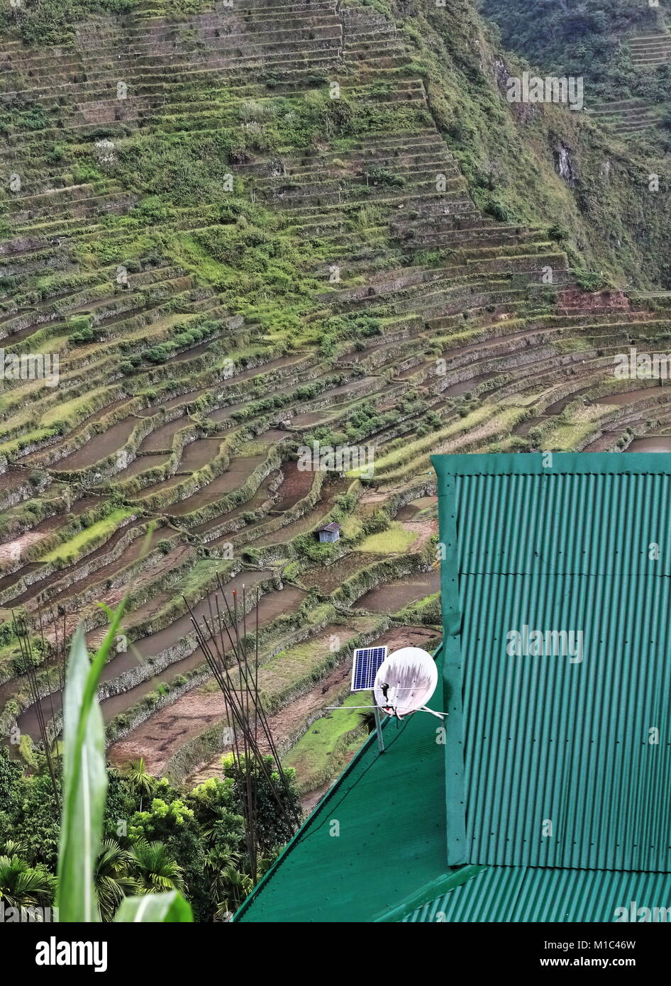 The Batad village cluster-part of the Rice Terraces of the Philippine Cordilleras UNESCO World Heritage Site in the cultural landscape category. Banau Stock Photo