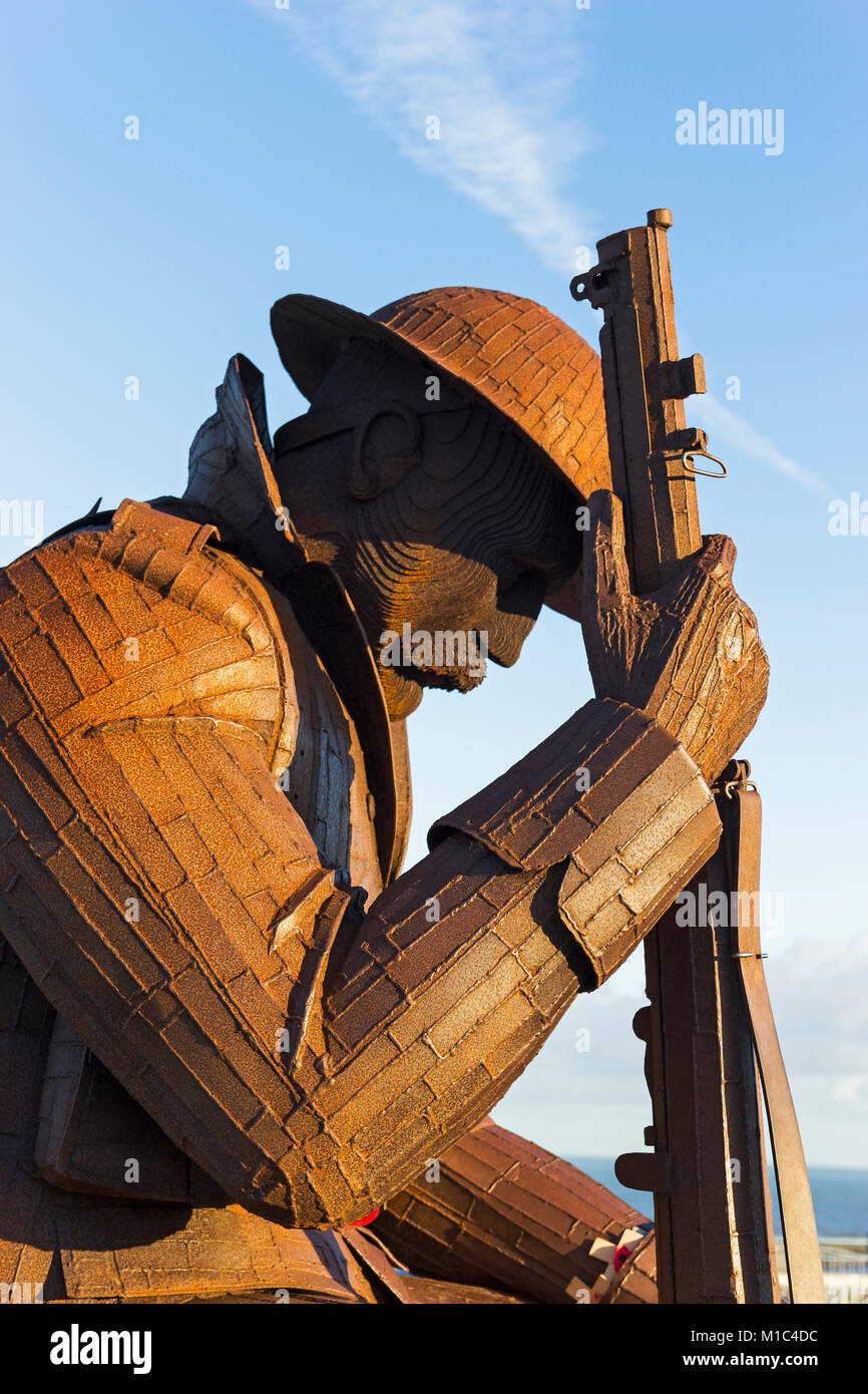 Statue by local sculptor Ray Lonsdale at Seaham, County Durham, UK to mark the centenary of the end of the First World War. Stock Photo