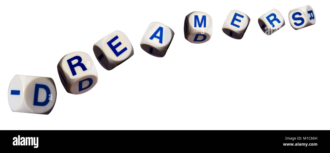Dreamers concept using spelling letters isolated Stock Photo