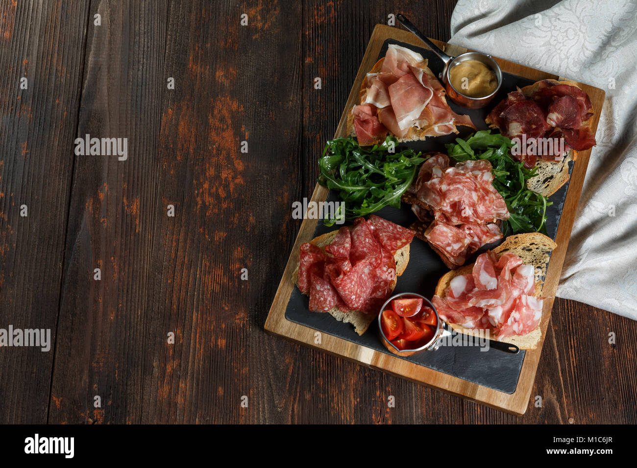 Assorted Deli Cold Meats on a plate. Stock Photo