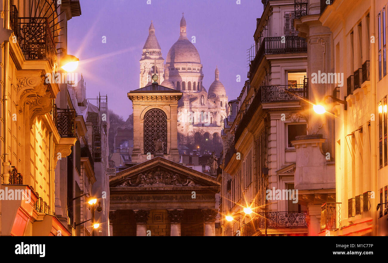 The basilica Sacre Coeur and Notre Dame de Lorette church, Paris Stock Photo