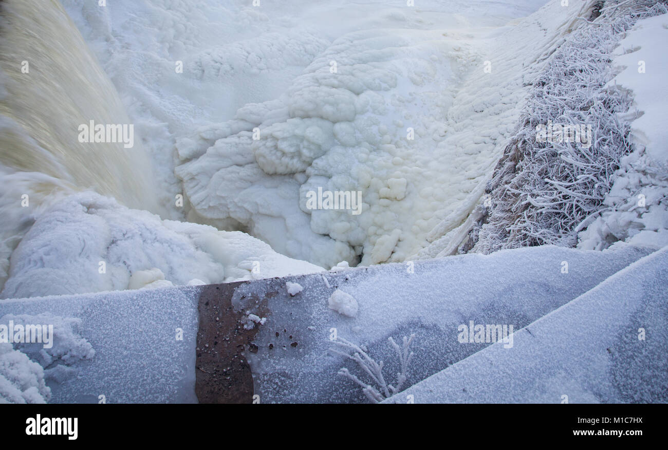 Waterfall In Winter Stock Photo - Alamy
