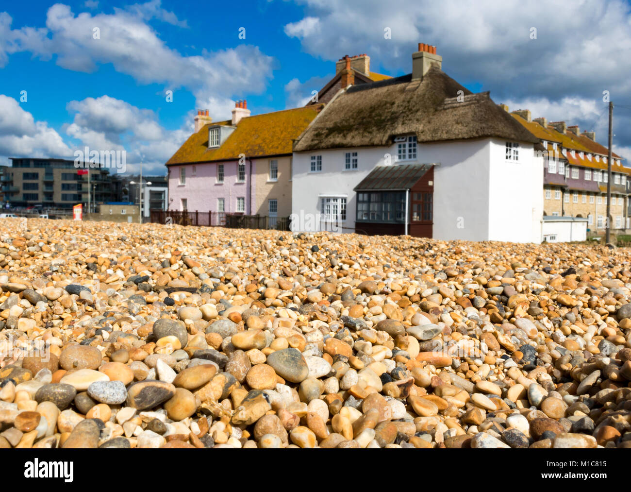 West Bay Bridport Dorset England April 23, 2016 Old houses by the