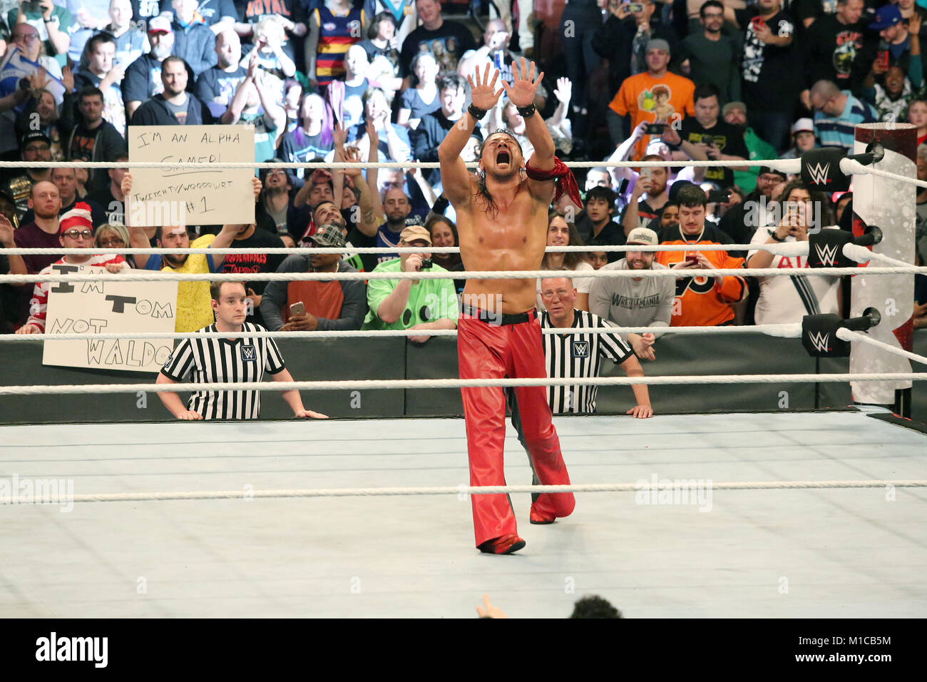 Philadelphia, PA, USA. 28th Jan, 2018. Shinsuke Nakamura is the WWE Royal Rumble winner, at Royal Rumble at Wells Fargo Center in Philadelphia, Pa on January 28, 2018 Credit: Star Shooter/Media Punch/Alamy Live News Stock Photo