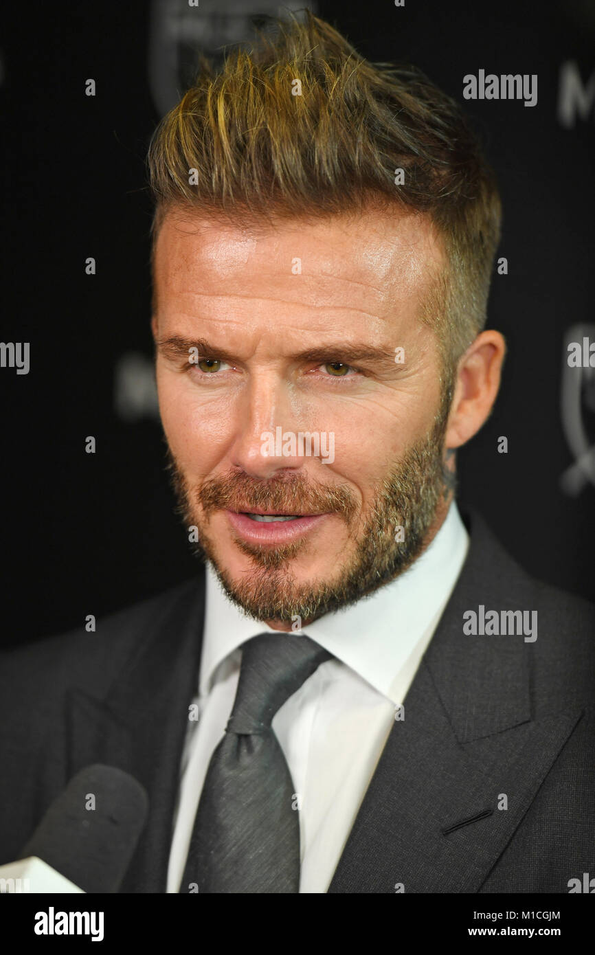 Miami Fl Usa 29th Jan 18 David Beckham In The Media Room After He Announces The Official Launch Of The Miami Major League Soccer Team At Adrienne Arsht Center On January 29 Miami Fl Usa 29th Jan 18 David Beckham In The Media Room After He Announces The Official Launch Of The Miami Major League Soccer Team At Adrienne Arsht Center On January 29