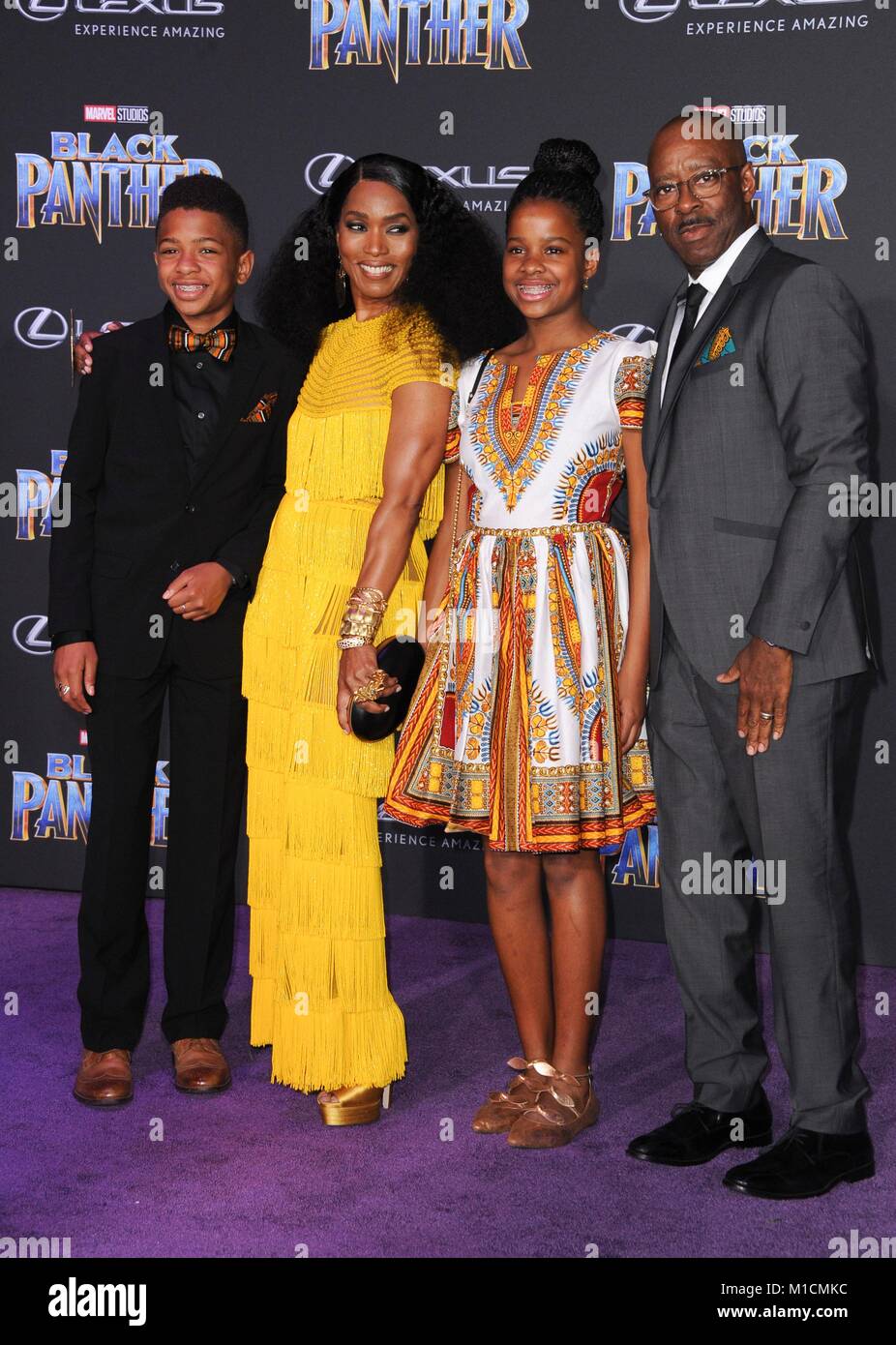 Los Angeles, CA, USA. 29th Jan, 2018. Courtney B. Vance, Bronwyn Vance, Angela Bassett, Slater Vance at arrivals for Marvel Studios BLACK PANTHER Premiere, The Dolby Theatre at Hollywood and Highland Center, Los Angeles, CA January 29, 2018. Credit: Elizabeth Goodenough/Everett Collection/Alamy Live News Stock Photo