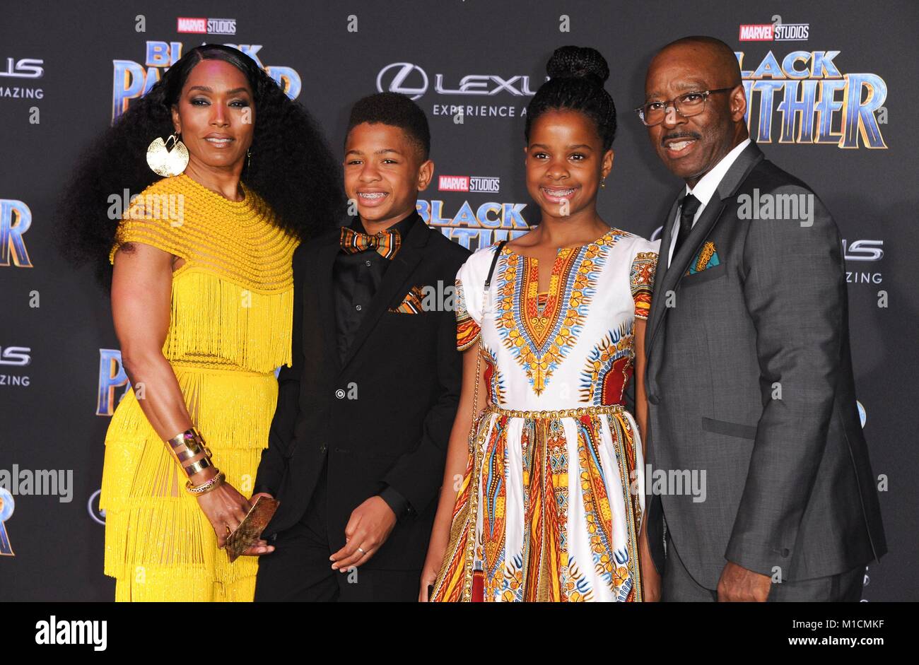 Los Angeles, CA, USA. 29th Jan, 2018. Courtney B. Vance, Bronwyn Vance, Angela Bassett, Slater Vance at arrivals for Marvel Studios BLACK PANTHER Premiere, The Dolby Theatre at Hollywood and Highland Center, Los Angeles, CA January 29, 2018. Credit: Elizabeth Goodenough/Everett Collection/Alamy Live News Stock Photo