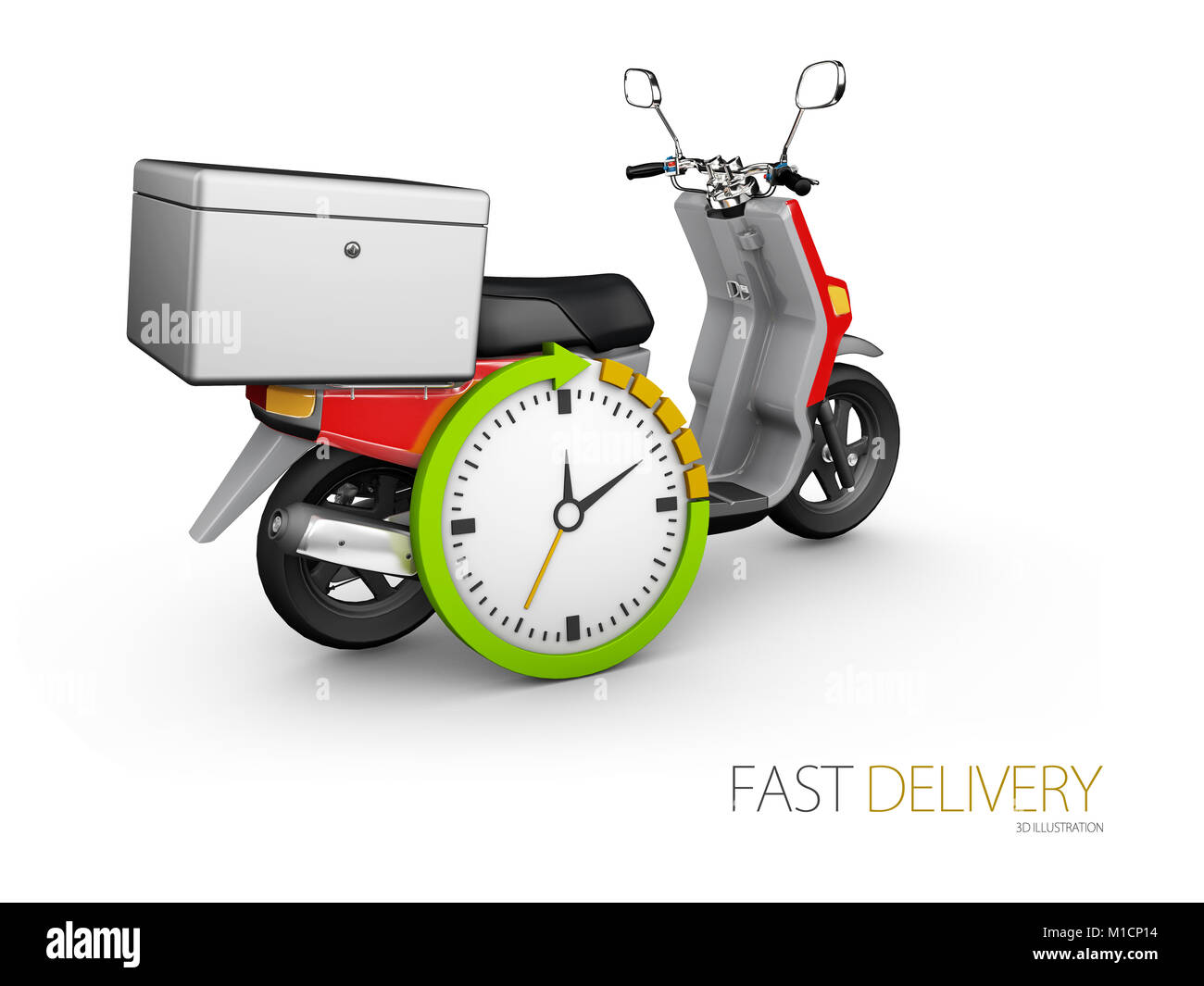 Delivery ride scooter motorcycle service, Order, Fast and Free Transport,  3d Illustration Stock Photo - Alamy