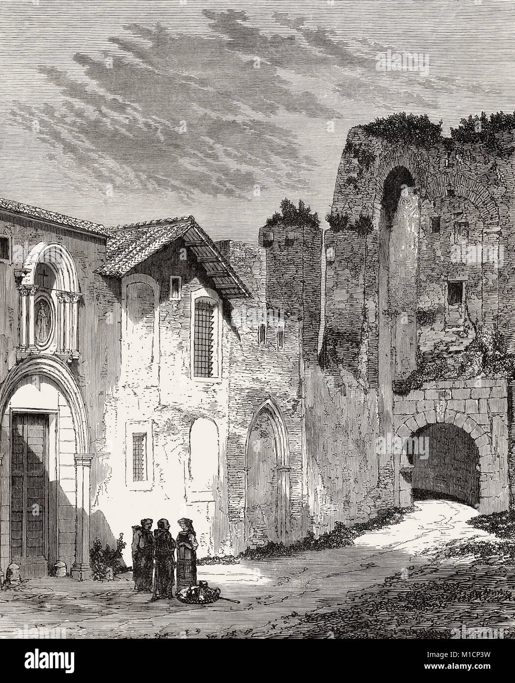 The Arch of Dolabella and Silanus, Rome, Italy, 19th Century Stock Photo