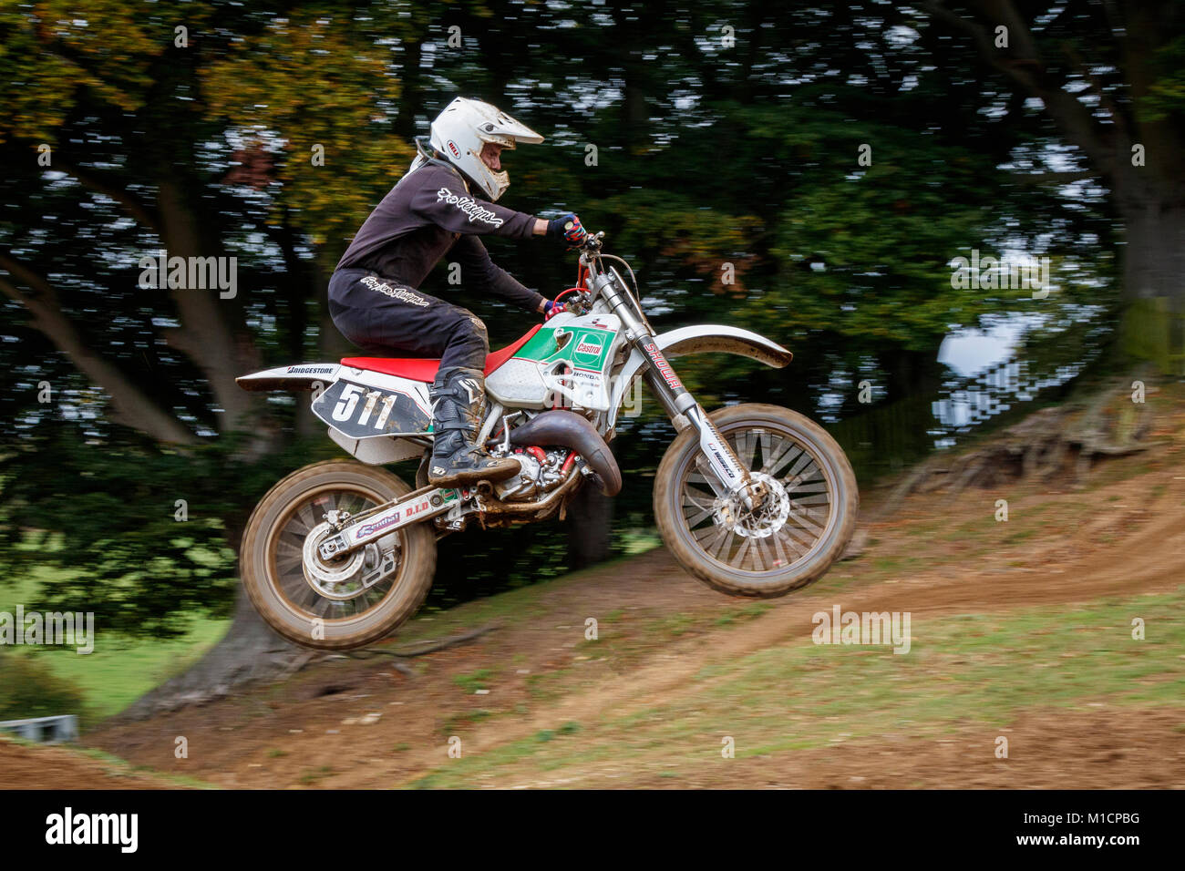 Marcus Smith on the Honda 125 at the NGR & ACU Eastern EVO Motocross Championships, Cadders Hill, Lyng, Norfolk, UK. Stock Photo