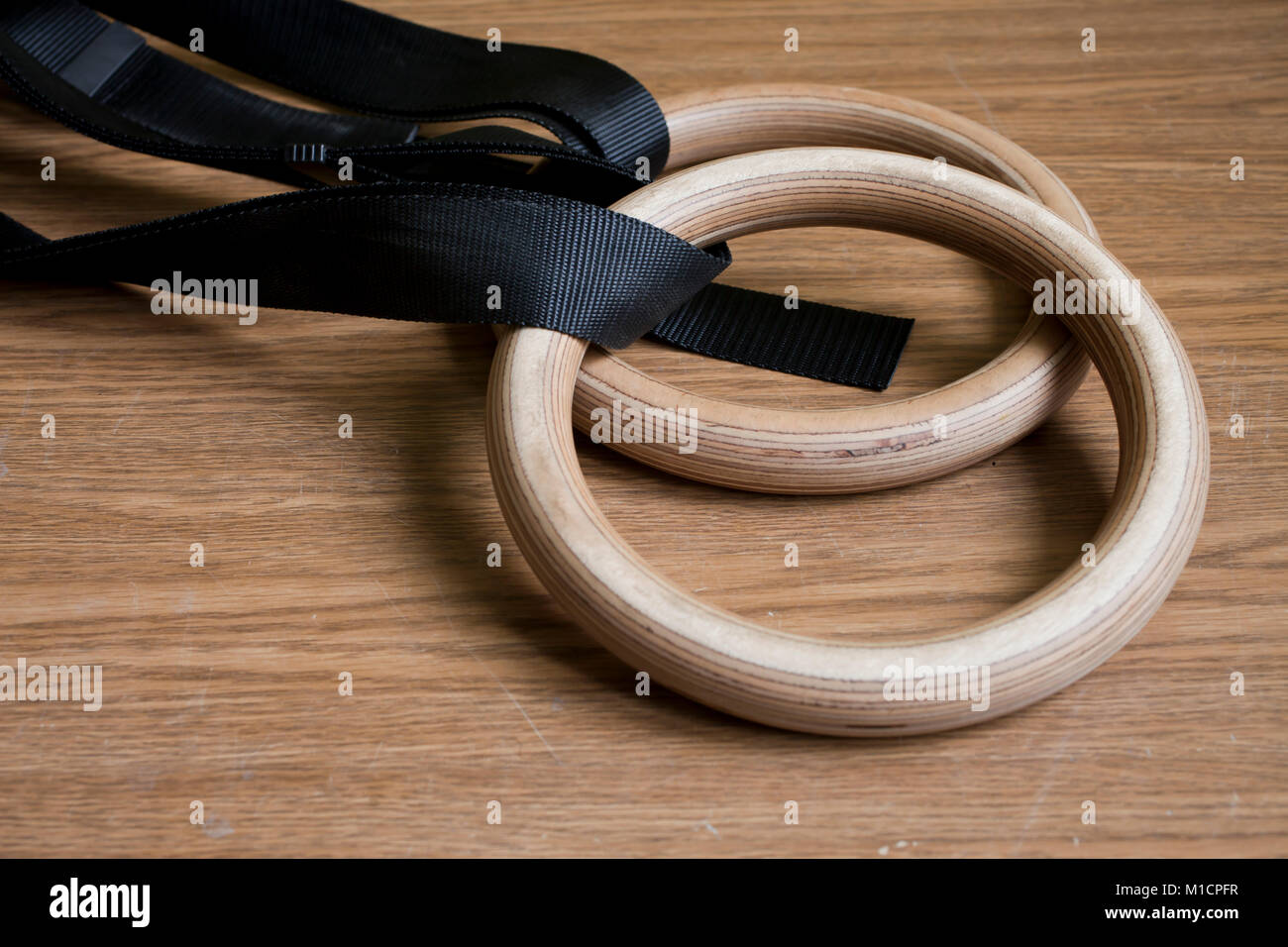 Sport equipment on the floor gymnastic rings Stock Photo Alamy