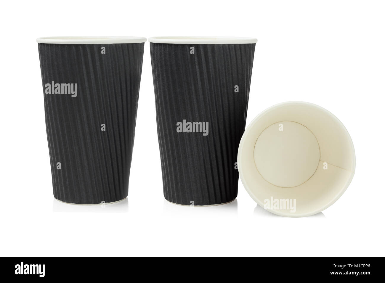 Three Disposable Black Paper Cups on White Background Stock Photo - Alamy