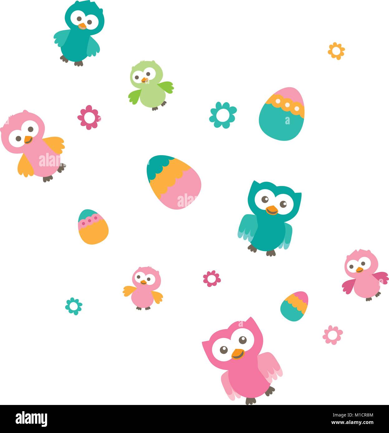 Cute owls child room vector seamless pattern Stock Vector