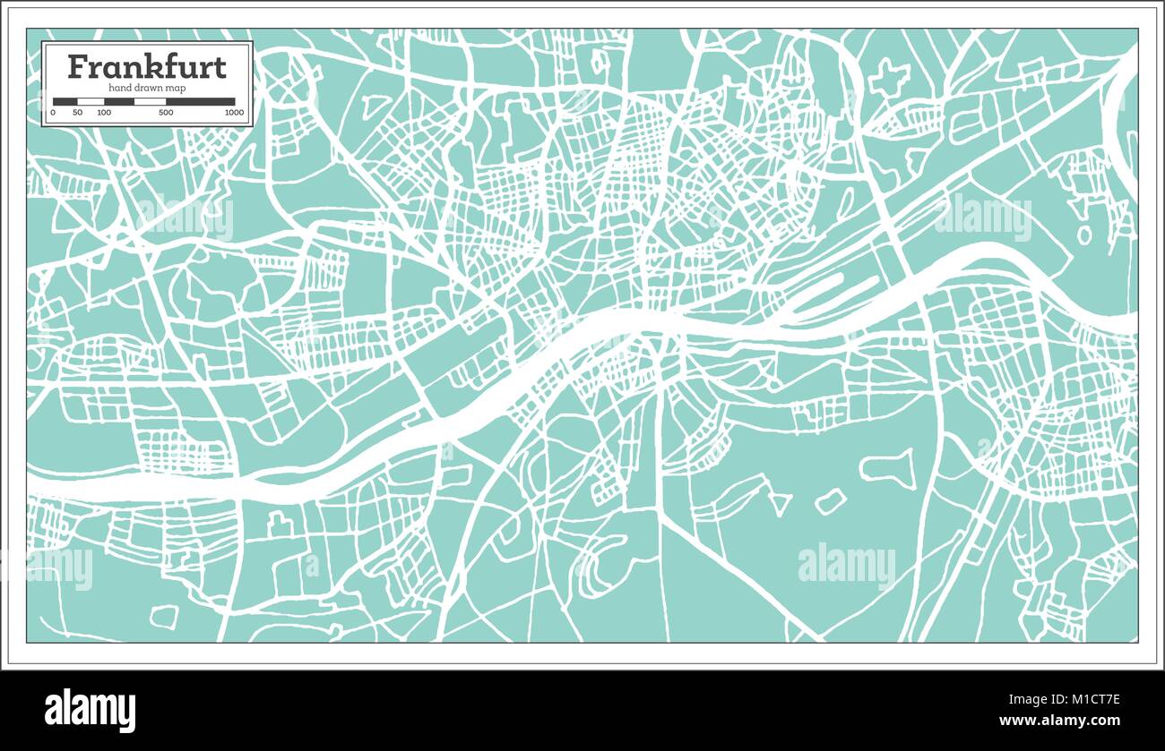 Frankfurt Germany City Map in Retro Style. Outline Map. Vector Illustration. Stock Vector