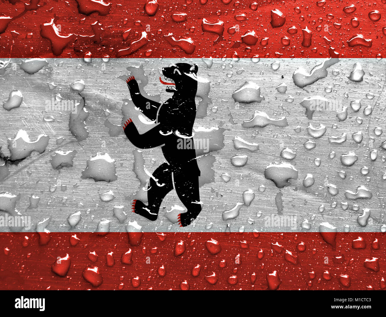 flag of Berlin with rain drops Stock Photo