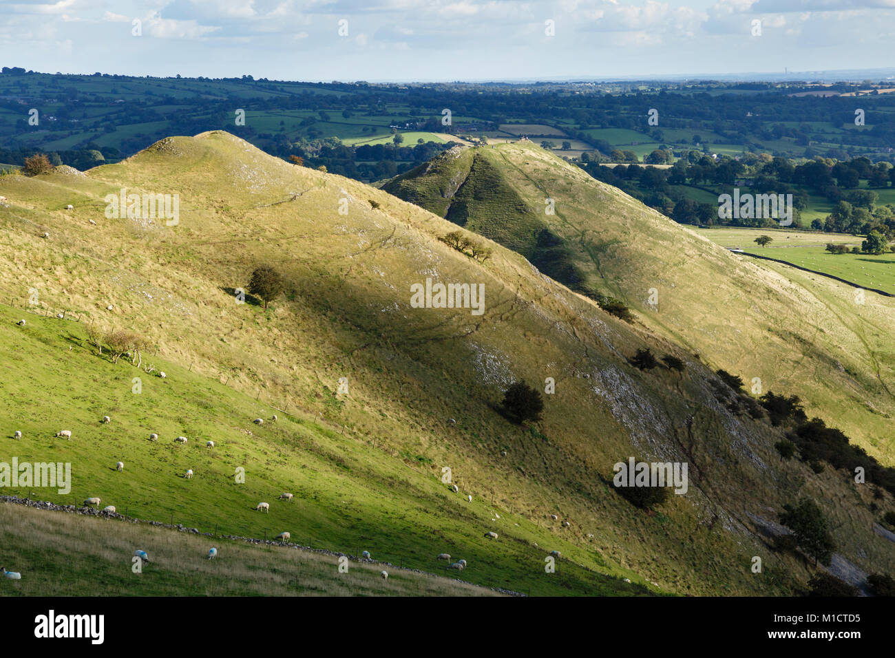 View looking from Bunster Hill towards Thorpe Cloud and Dovedale, Peak District National Park, Staffordshire Stock Photo