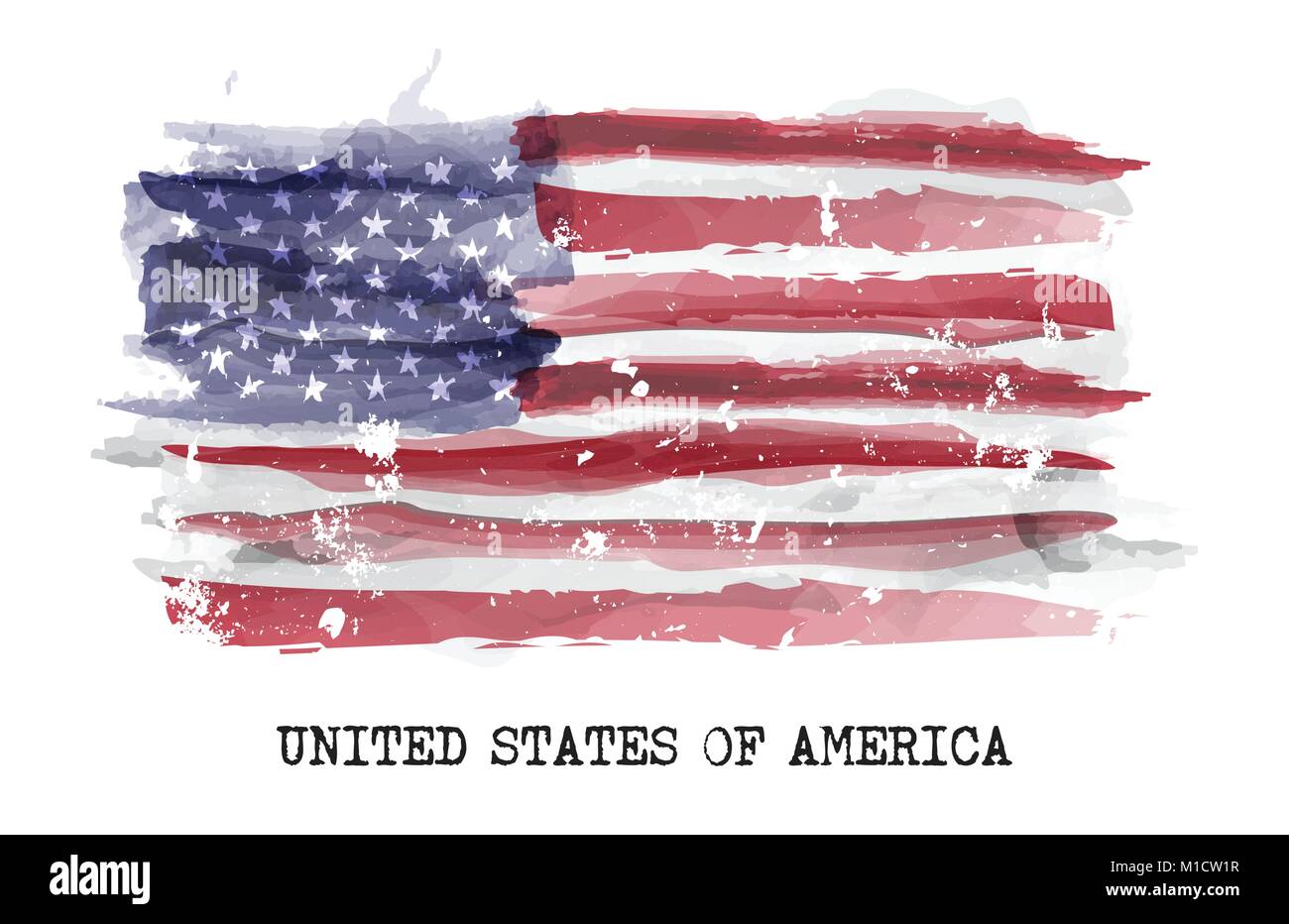 Watercolor flag of america . Vector . Stock Vector