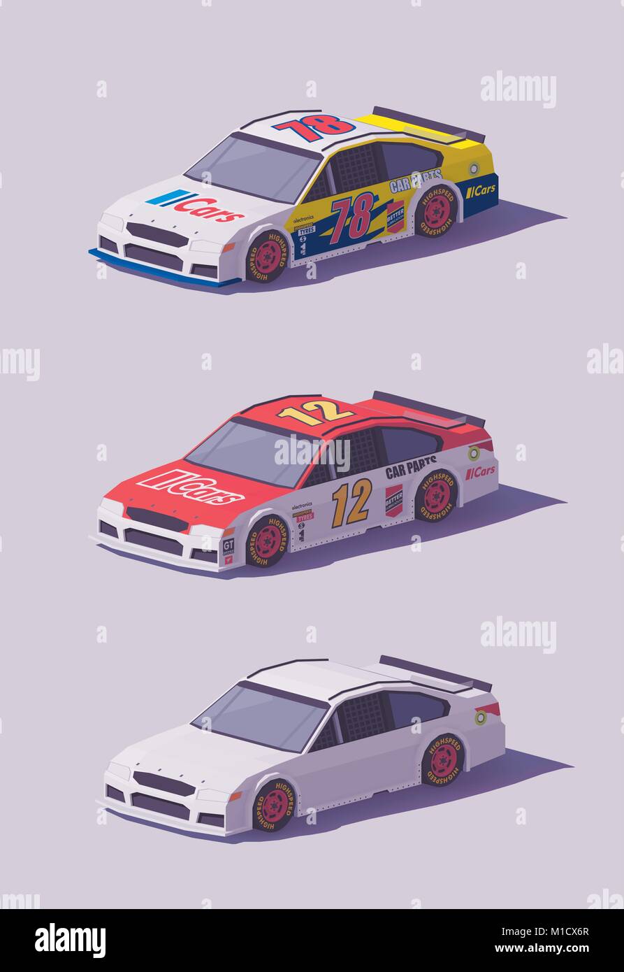 Vector low poly racing cars Stock Vector