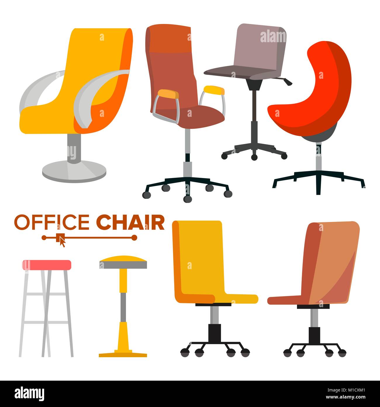 Office Chairs Set Vector. Business Hiring And Recruiting. Empty Chair