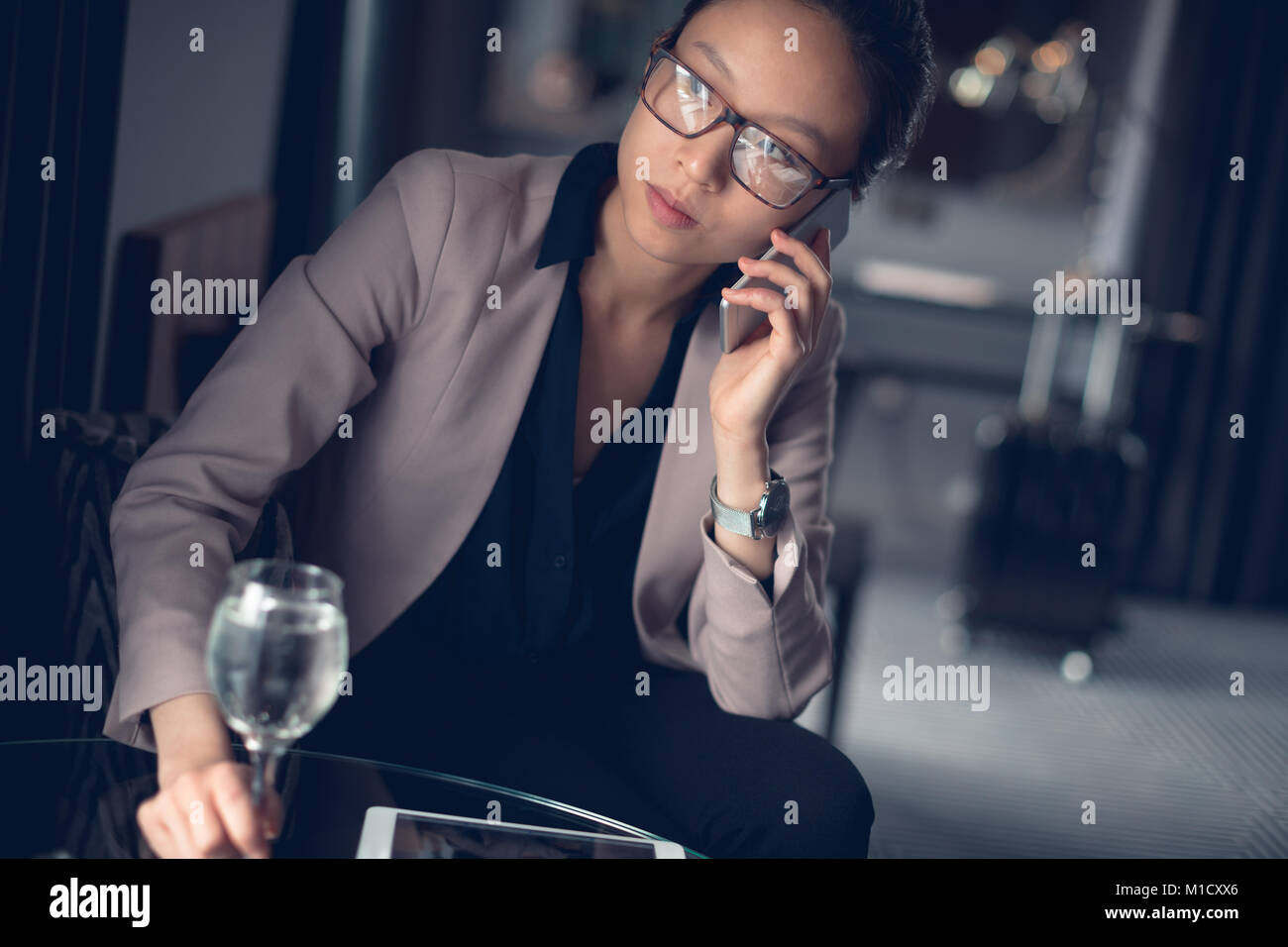 Beautiful woman talking on mobile phone Stock Photo