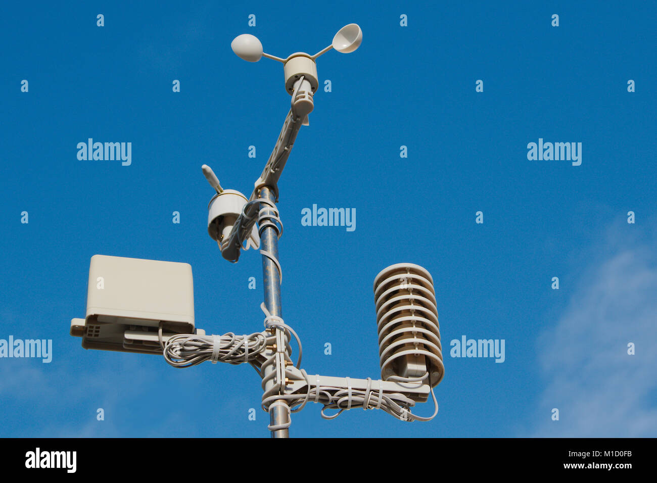 Weather station against an almost clear blue sky Stock Photo - Alamy