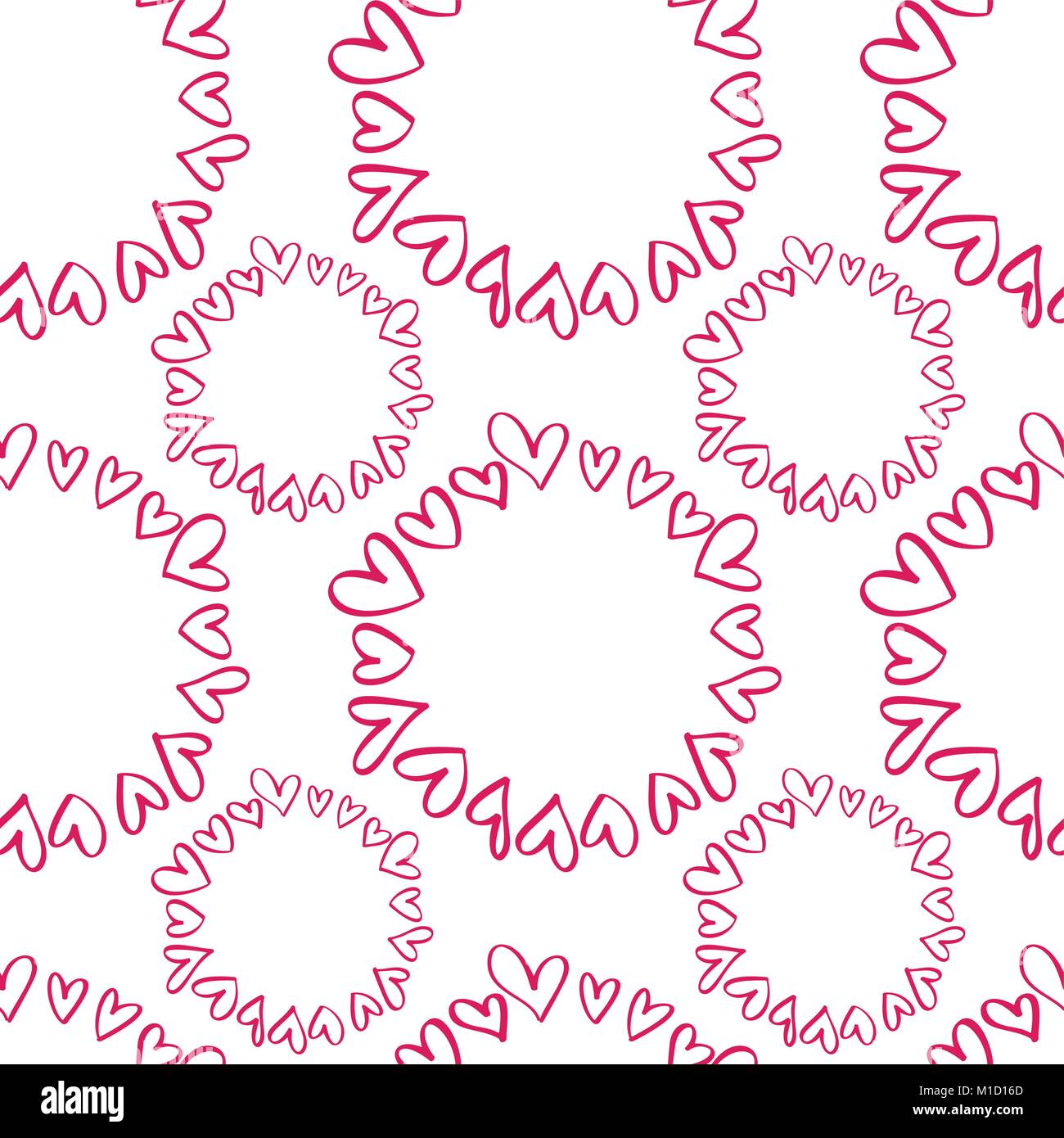 Seamless pattern with hand painted Valentine love and heart. Vector ...