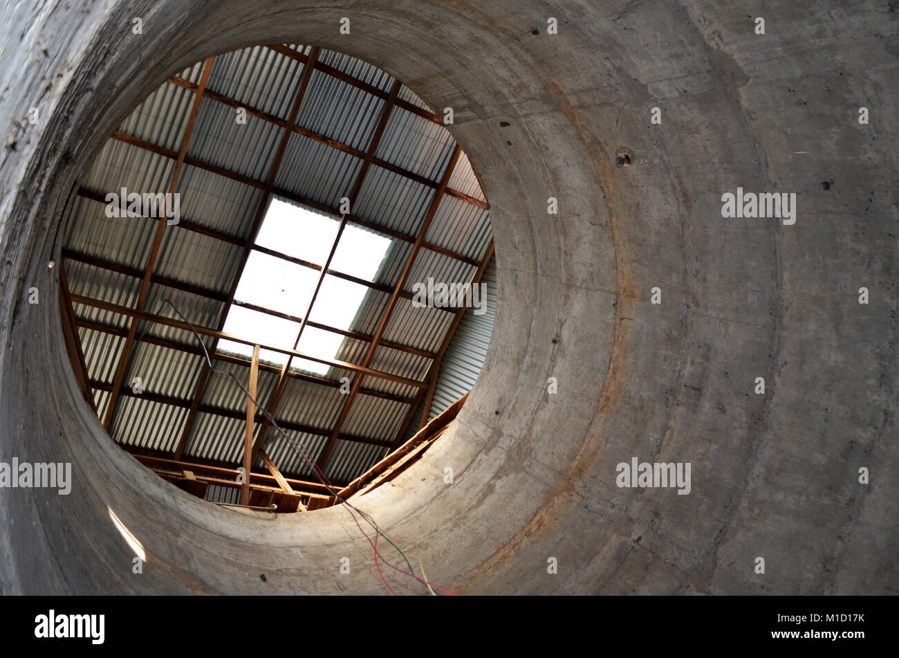 Inside a grain silo Stock Photo