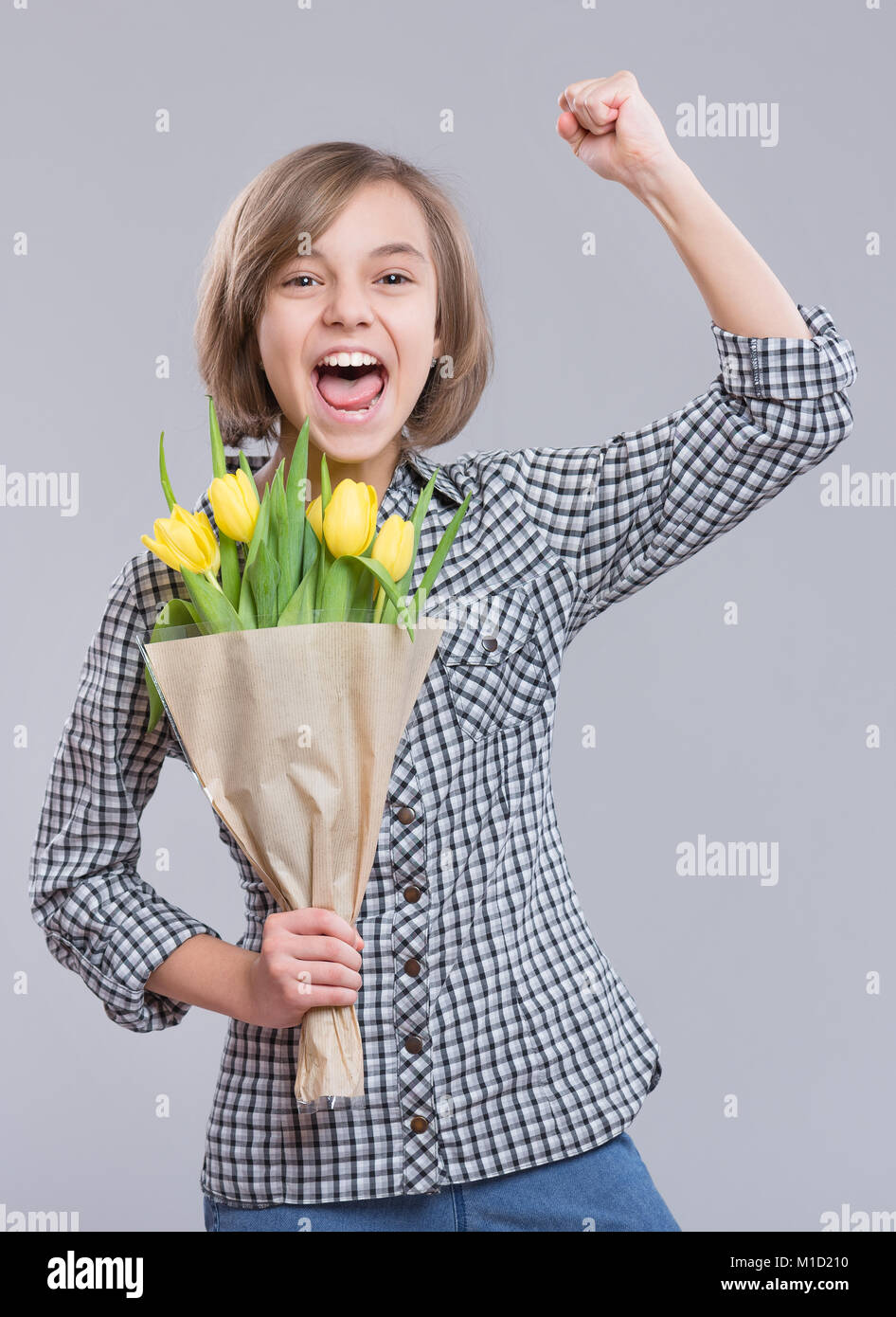 Girl with flowers Stock Photo Alamy