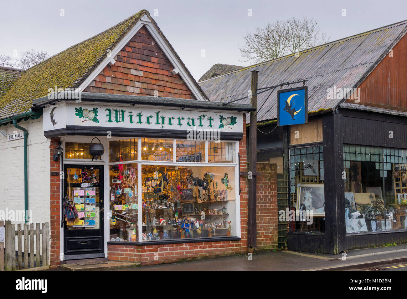 Shop facade of a shop called 'Witchcraft' in Burley, Hampshire, England, UK Stock Photo