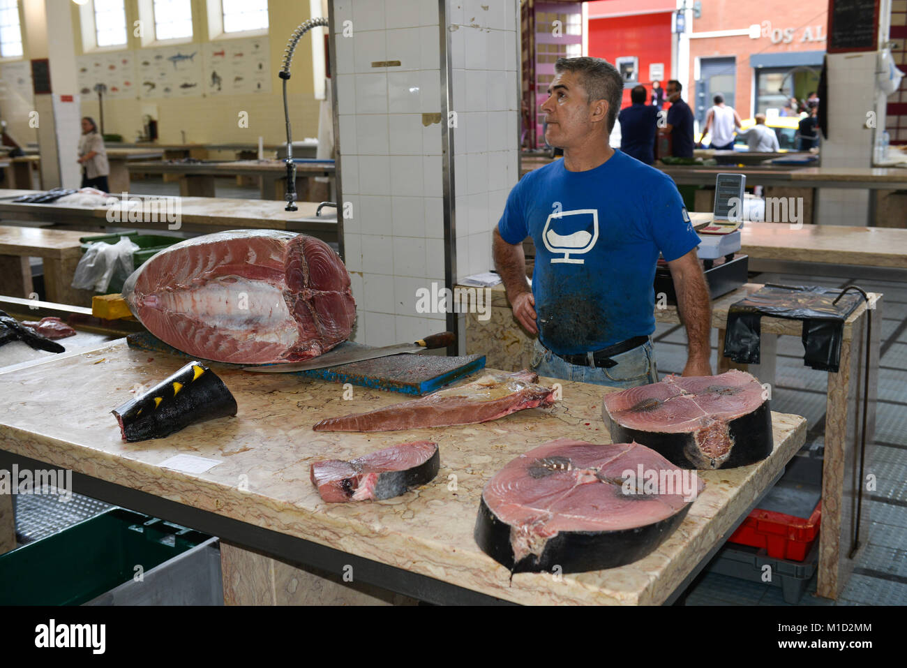 Fish market 'Mercado dos Dores' Hall, Hall Lavra, Funchal, Madeira, Portugal, Fischhalle, Markthalle ´Mercado dos Lavradores´ Stock Photo