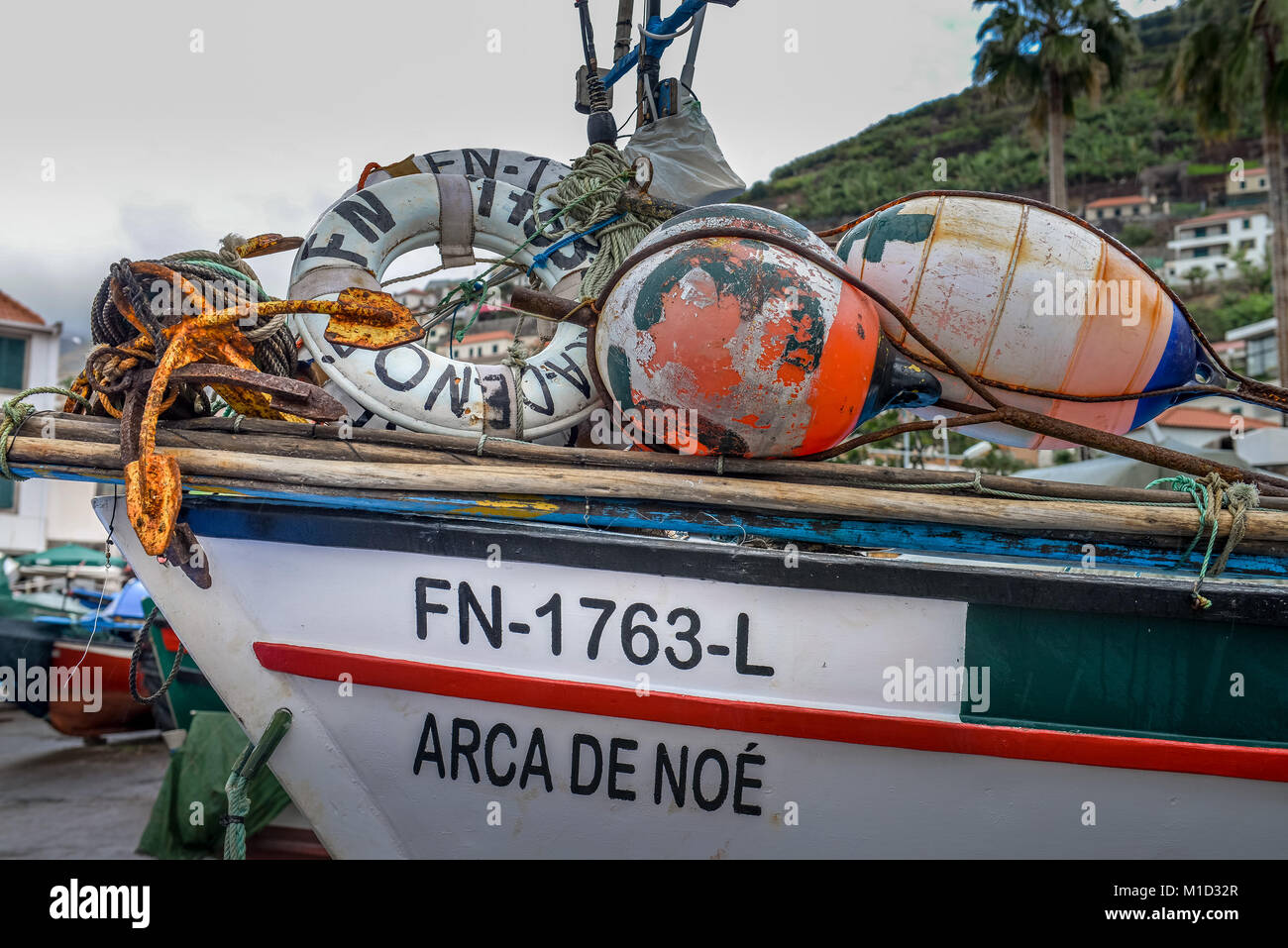 Fishing boats, Camara de Lobos, Madeira, Portugal, Fischerboote Stock Photo