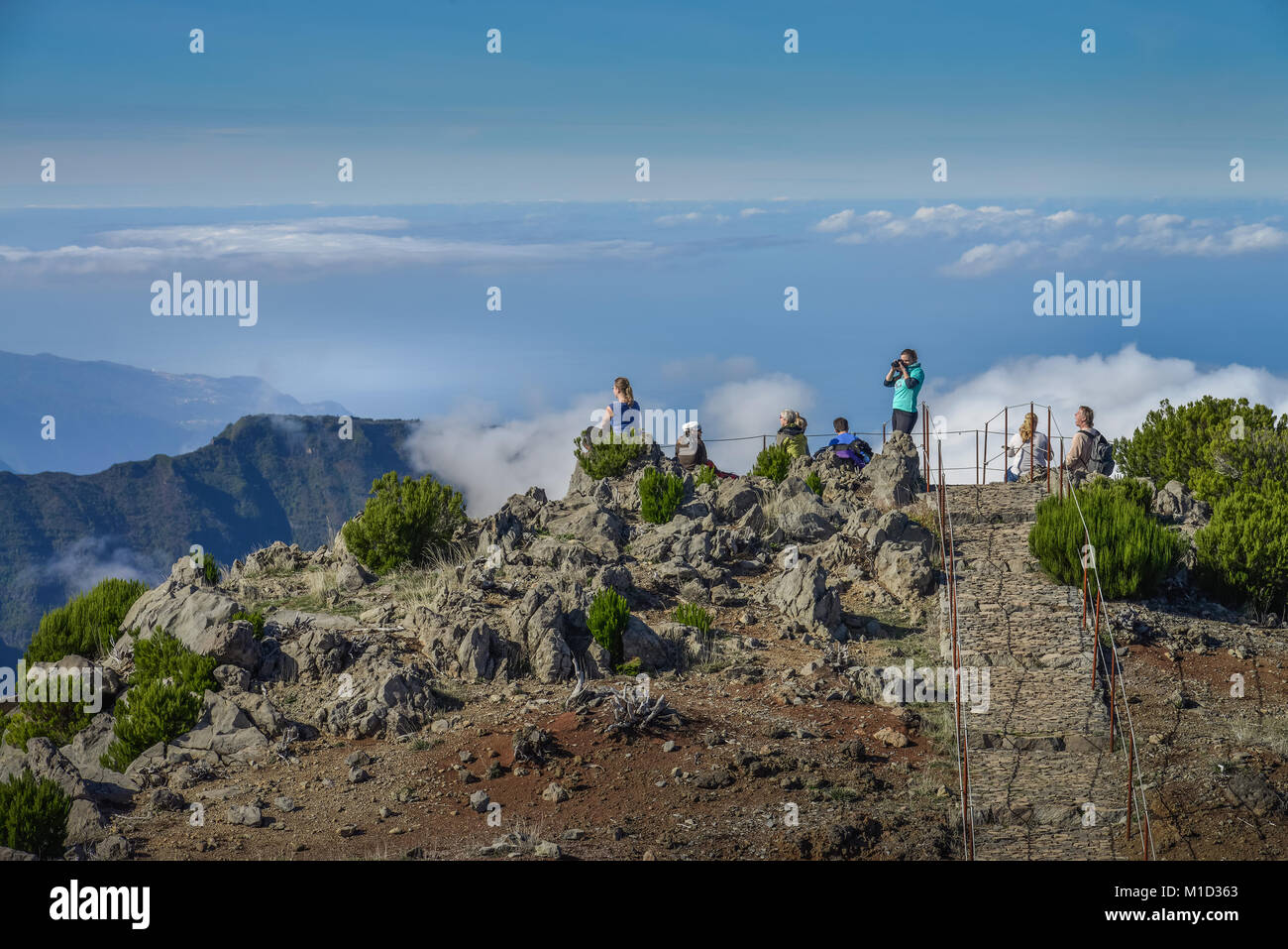Summit of Pico Ruivo, Central Mountains, Madeira, Portugal, Gipfel des Pico Ruivo, Zentralgebirge Stock Photo