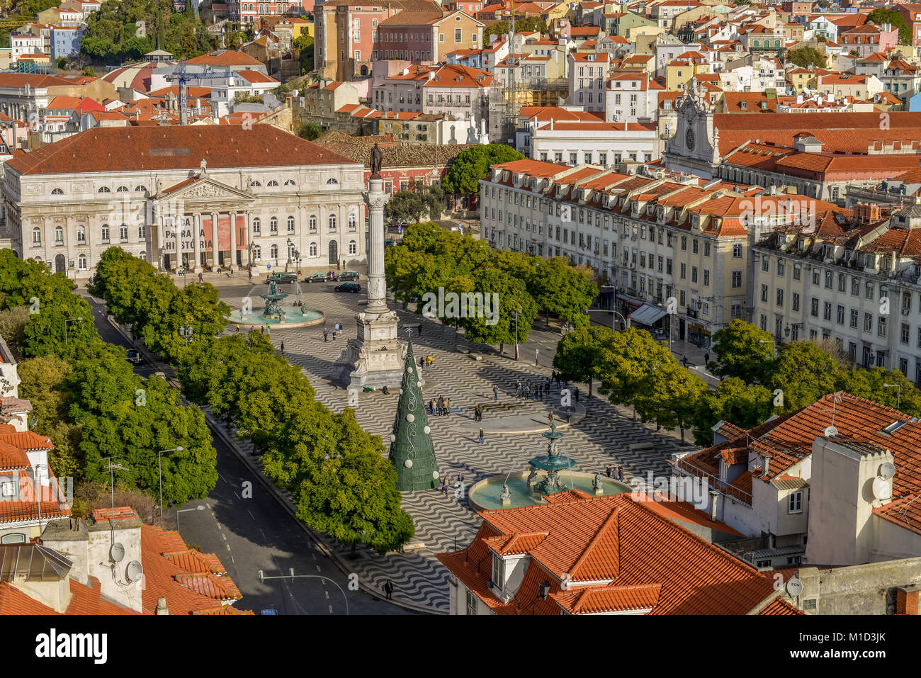 Overview, Rossio Square, Old Town, Lisbon, Portugal, Uebersicht, Rossio-Platz, Altstadt, Lissabon Stock Photo