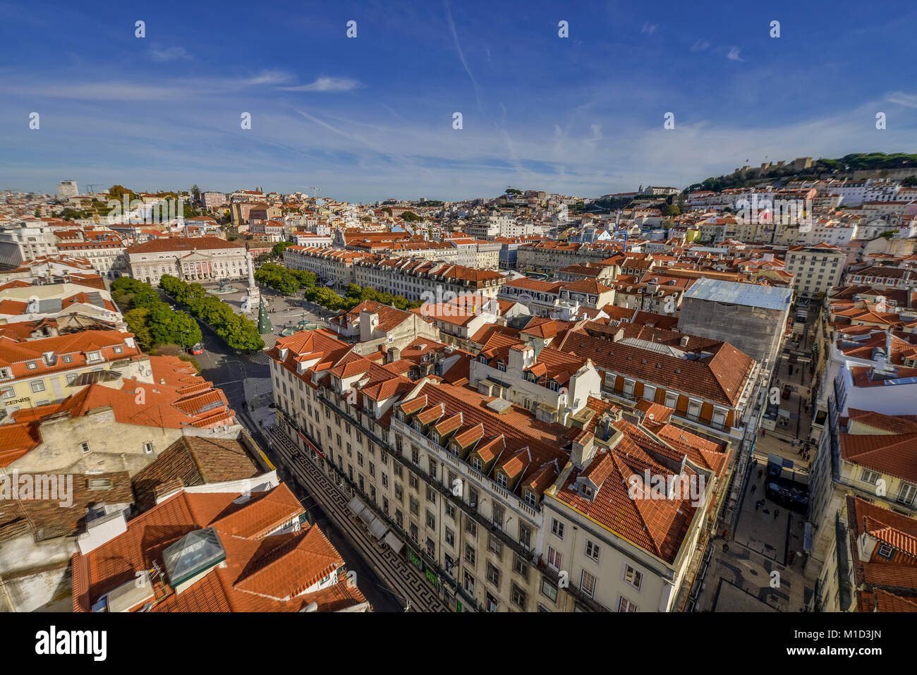 Overview, Rossio Square, Old Town, Lisbon, Portugal, Uebersicht, Rossio-Platz, Altstadt, Lissabon Stock Photo