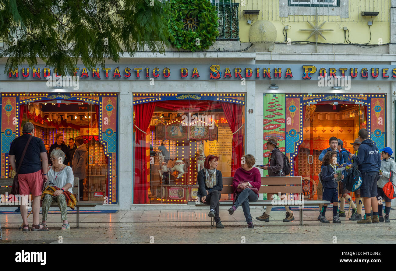 'O Mundo Fantastico as sardinha Portuguesa', Rossio Square, Old Town, Lisbon, Portugal, ´O Mundo Fantastico da Sardinha Portuguesa´, Rossio-Platz, Alt Stock Photo