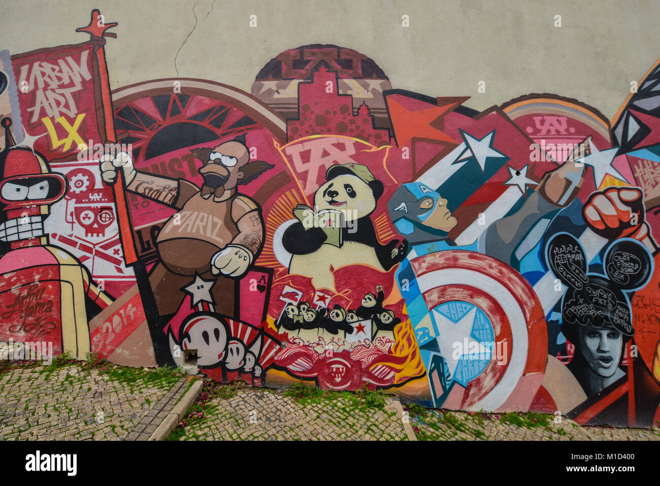 Graffiti, Alfama, Lisbon, Portugal, Lissabon Stock Photo