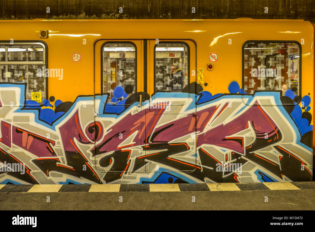 Subway, Graffiti, Berlin, Germany, U-Bahn, Deutschland Stock Photo