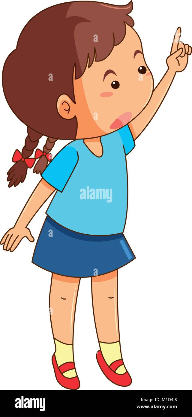 Girl with finger pointing up illustration Stock Vector Image & Art - Alamy