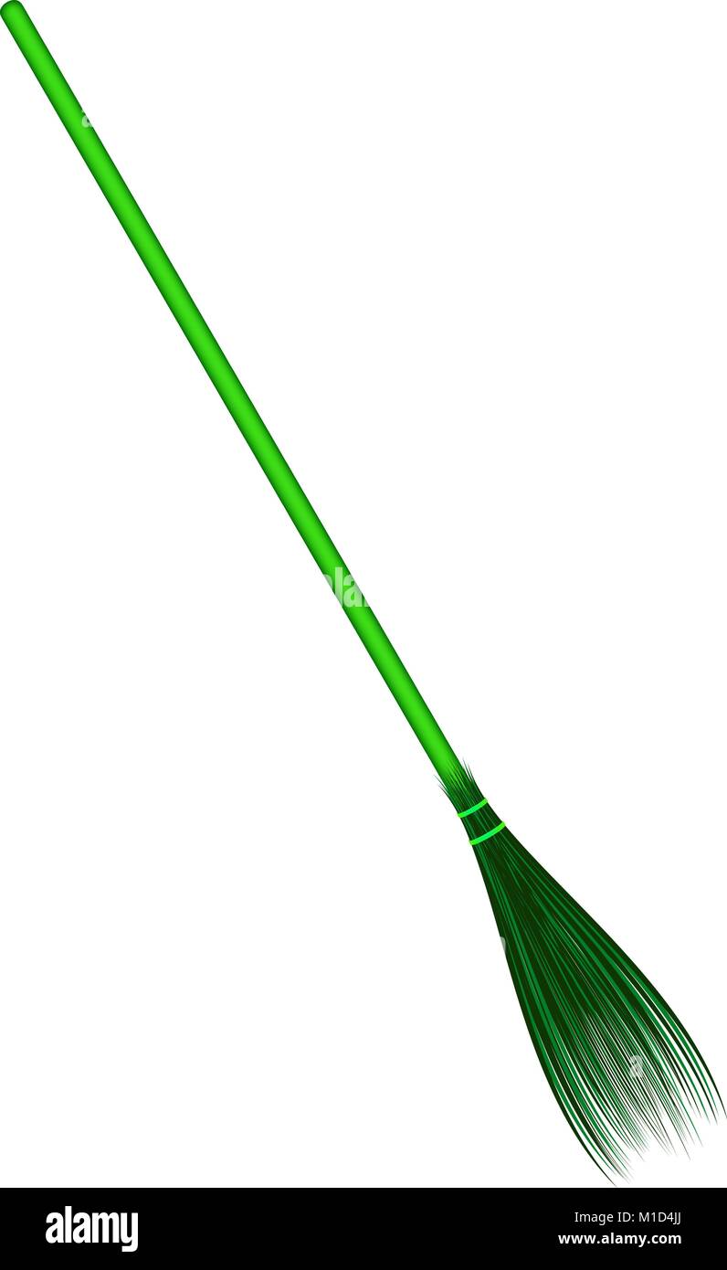 Vintage broom in green design on white background Stock Vector Image